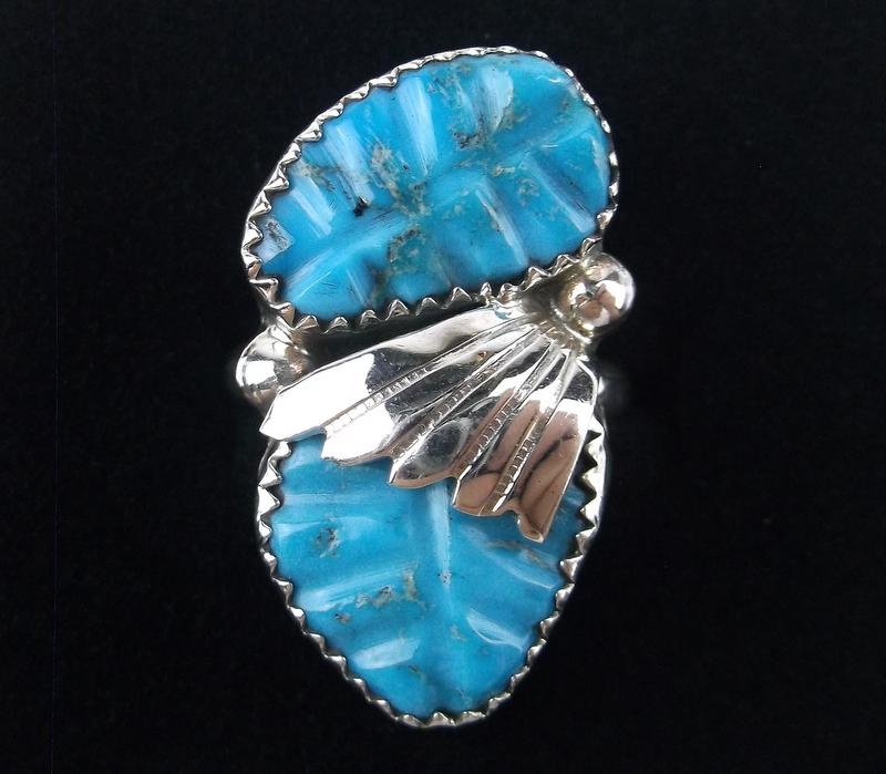 Zuni Lyolito Tsette Sterling Silver Turquoise Ring 6 (1 of 3)