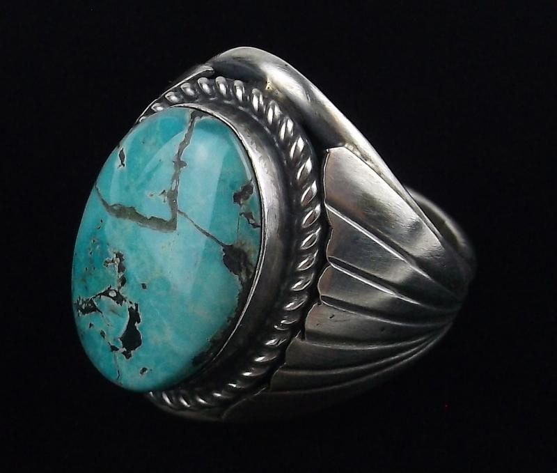 Huge Navajo Tony Yazzie Sterling Pilot Mt Turq Ring 13 (1 of 7)