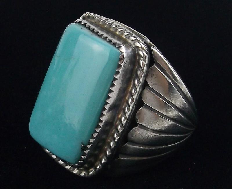 Big Navajo Shirley Ray Sterling Turquoise Ring 8.5 (1 of 4)