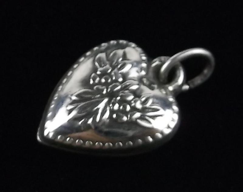 Vintage 1940s Wartime Sterling Puffy Heart Charm Stunn: Guaranteed Solid 925 Sterling Silver, in Excellent Condition