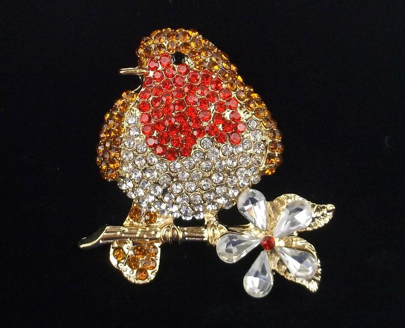 Mint Enameled Rhinestone Bird Brooch (1 of 2)