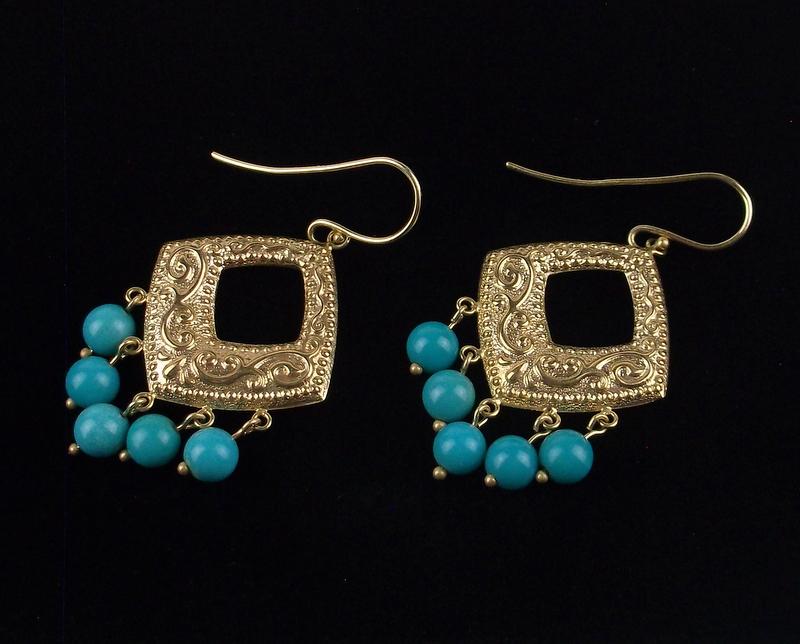 New Boxed 14kt Gold Dangly Drop Earrings (1 of 3)