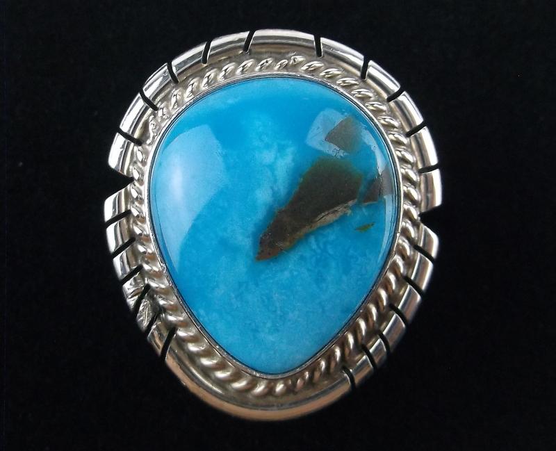 Navajo Peggy Skeets Sterling Ocean Blue Turq Ring 6 (1 of 3)