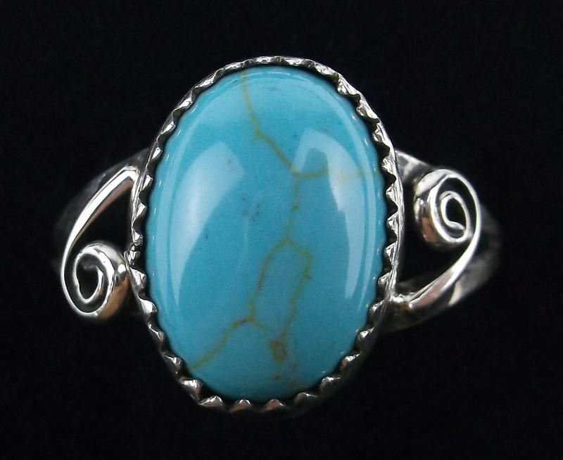 Navajo Harris Largo Sterling Silver Turquoise Ring 9 (1 of 2)