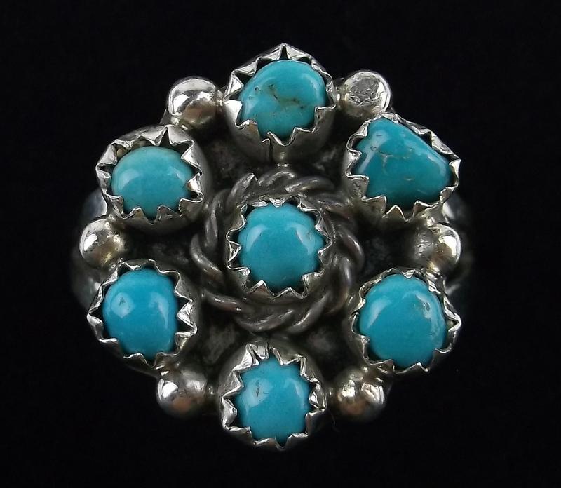 Zuni Tricia Leekety Sterling Silver Turquoise Ring 7.5 (1 of 2)