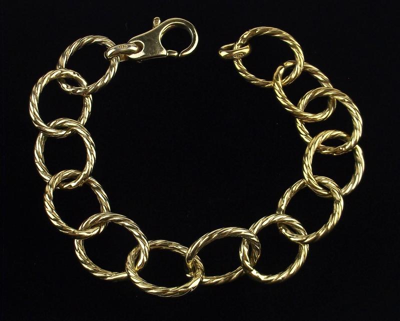 Stunning Big Gold Over Sterling Chain Bracelet 7.75" (1 of 3)