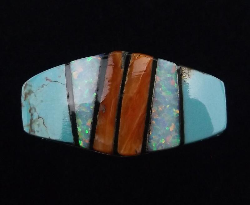 Navajo Avery Norton Sterling Opal Turq Spiny Ring 9 (1 of 3)