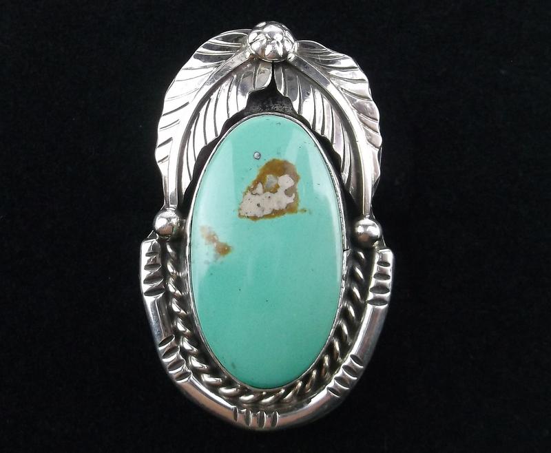 Big Navajo Betta Lee Sterling Royst Turquoise Ring 7 (1 of 4)