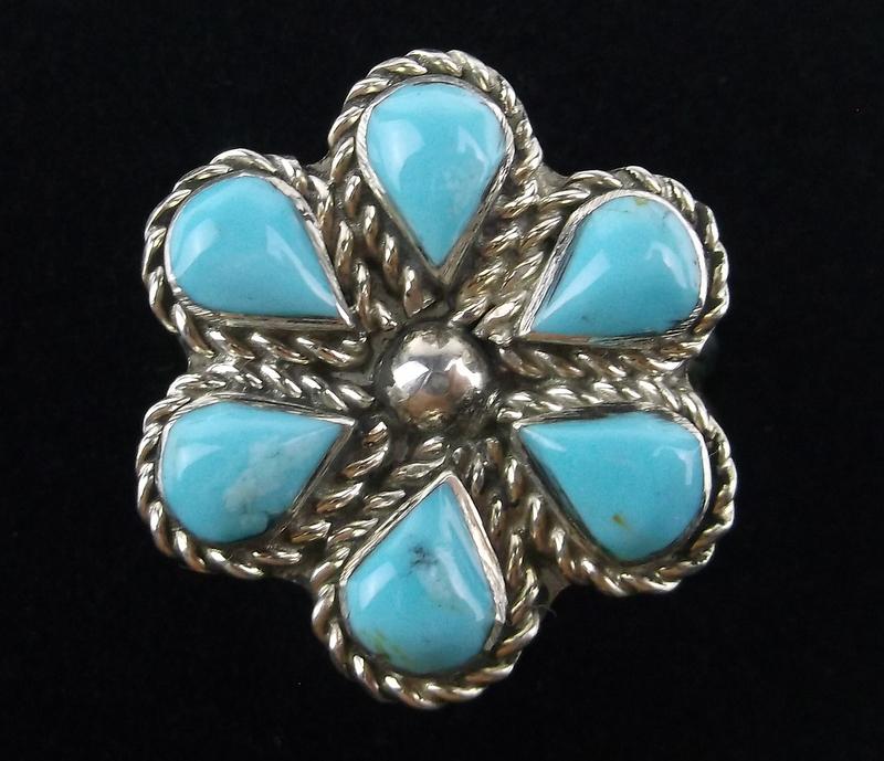 Navajo Merle House Sterling Silver Turquoise Ring 9 (1 of 2)