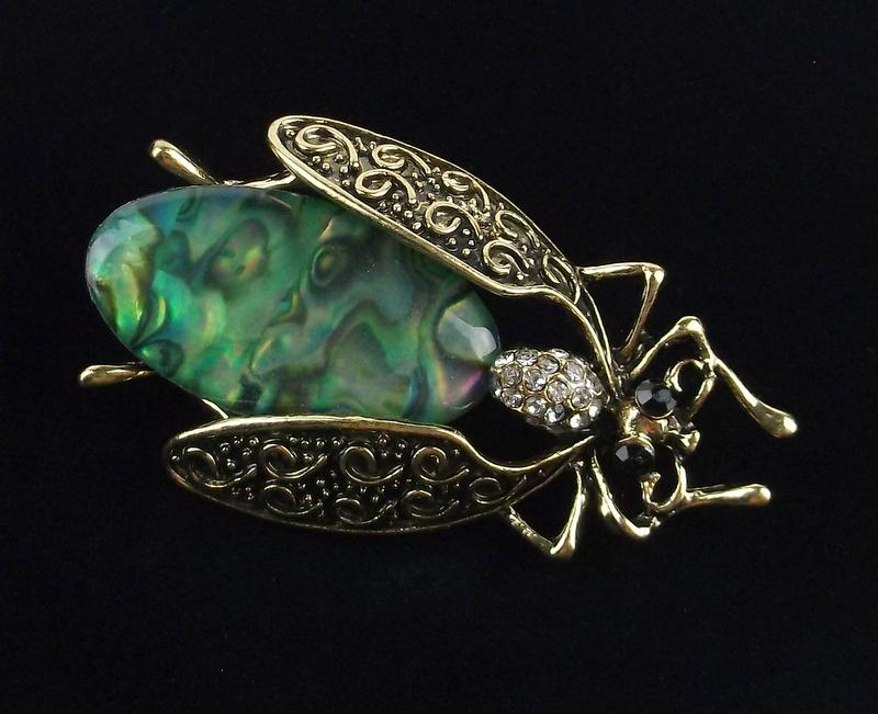 Mint Genuine Abalone Insect Brooch (1 of 2)