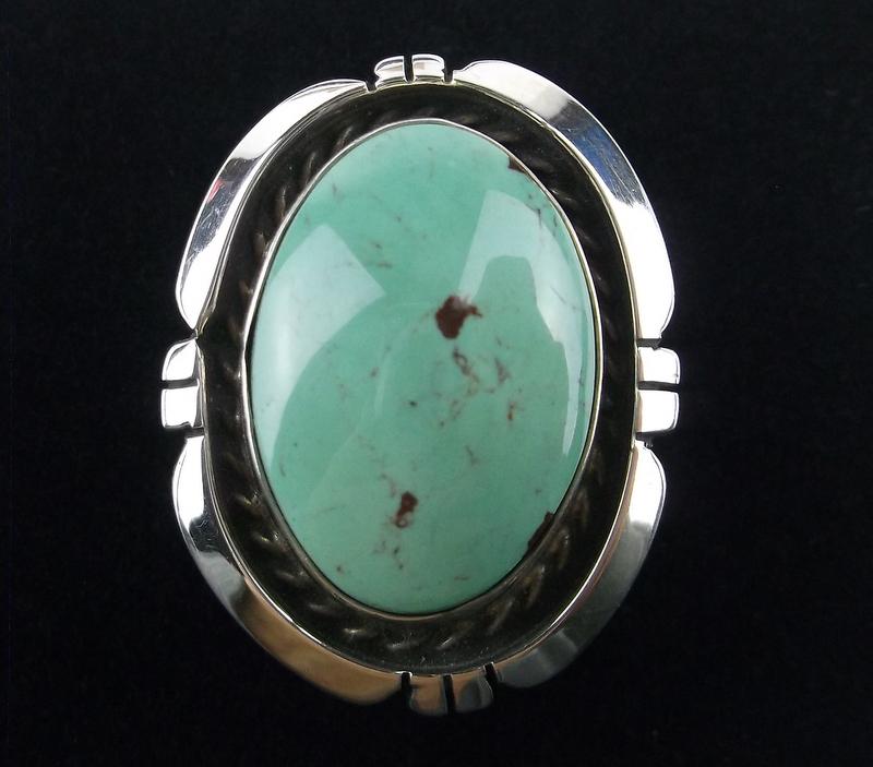Big Navajo Betta Lee Sterling Silver Turquoise Ring 6.5 (1 of 3)