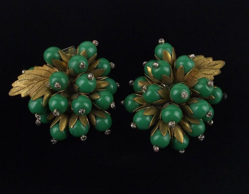 Antique 1920s Art Deco Grapevine Brooch Clip Set Gorg: excellent condition