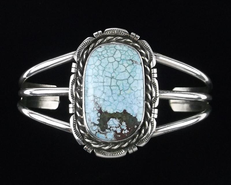 Big Navajo Betta Lee Sterling Turquoise Cuff Bracelet (1 of 8)
