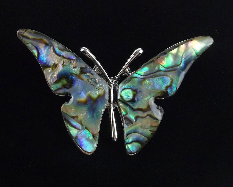 Mint Genuine Abalone Butterfly Brooch Life Size (1 of 2)