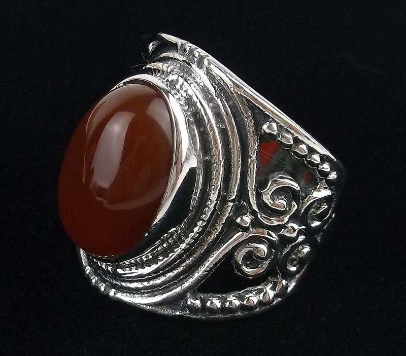 New Boxed Heavy Sterling Silver Carnelian Ring 6 (1 of 3)
