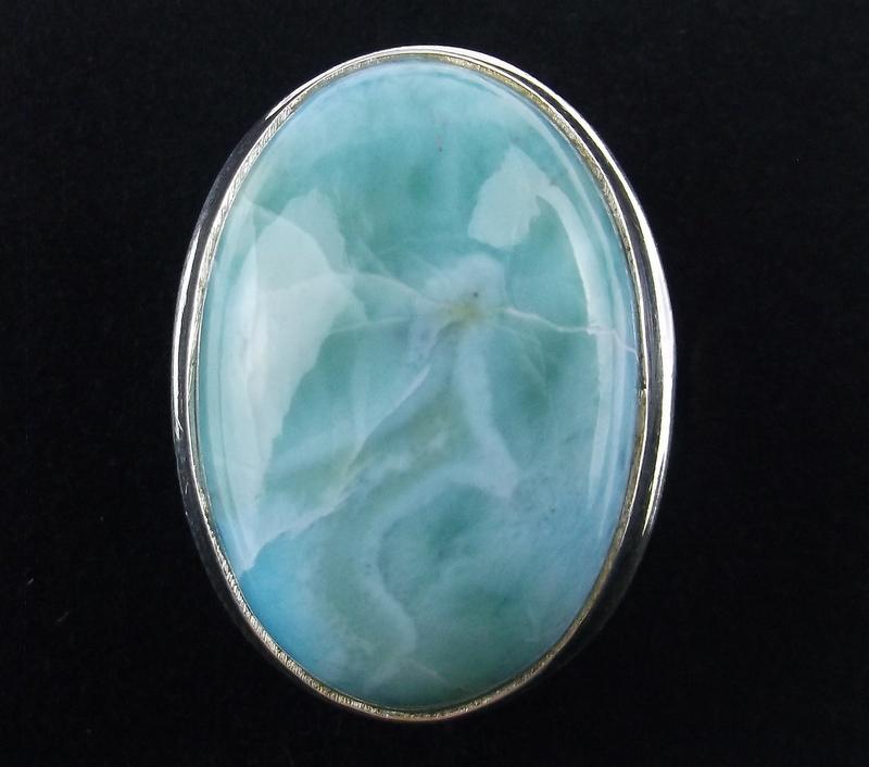 New Boxed Big Sterling Silver Larimar Ring 8.5 (1 of 2)