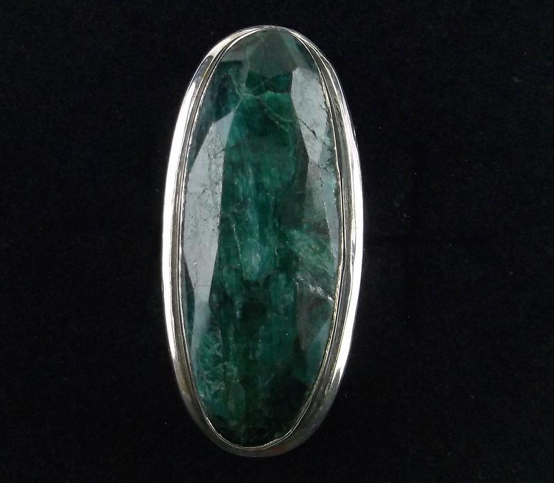 Big New Boxed Sterling Silver 28ct Emerald Ring 7 (1 of 3)