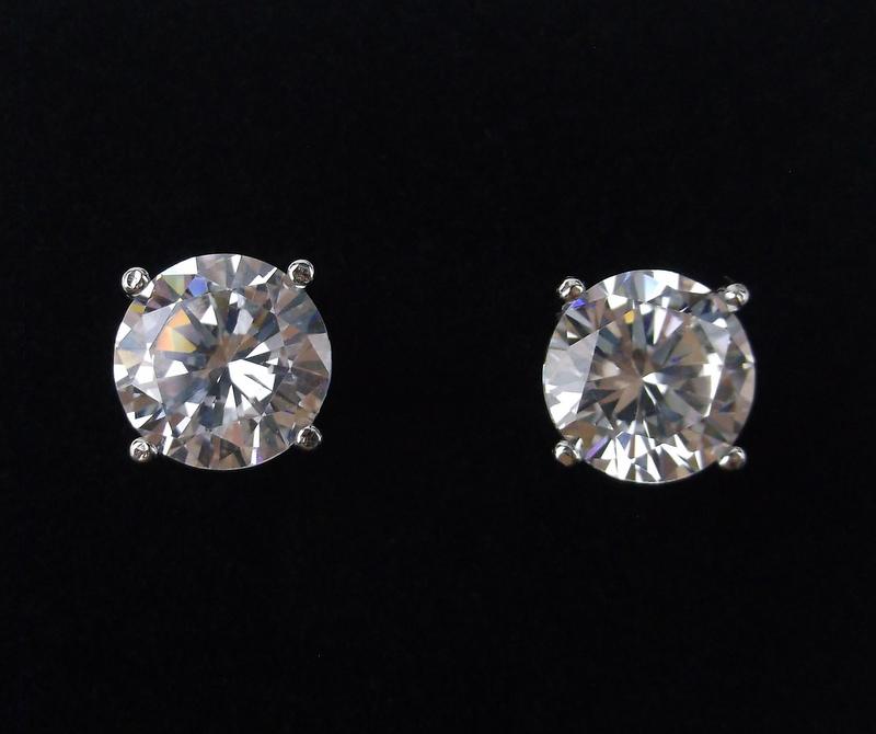 New Big Sterling Silver 4cttw CZ Stud Earrings (1 of 2)