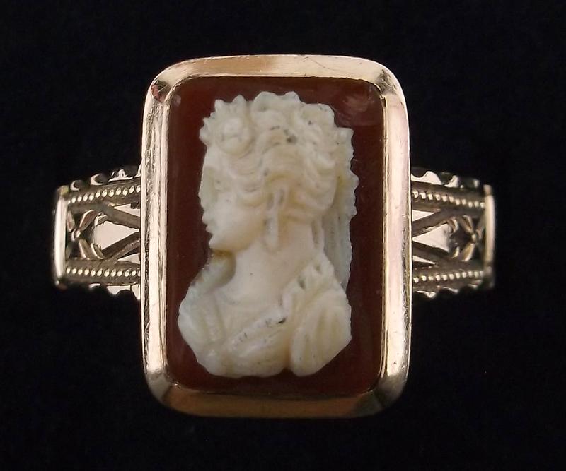 Mint Vintage 1920s Art Deco 10kt Gold Cameo Ring 7.5 (1 of 5)