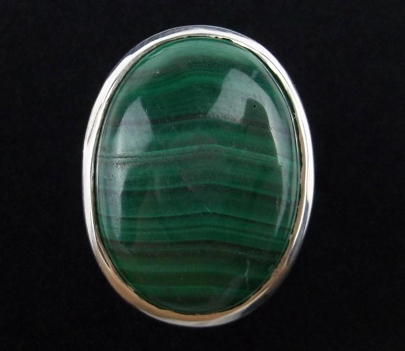 New Boxed Heavy Sterling Silver Malachite Ring 7.5 (1 of 2)