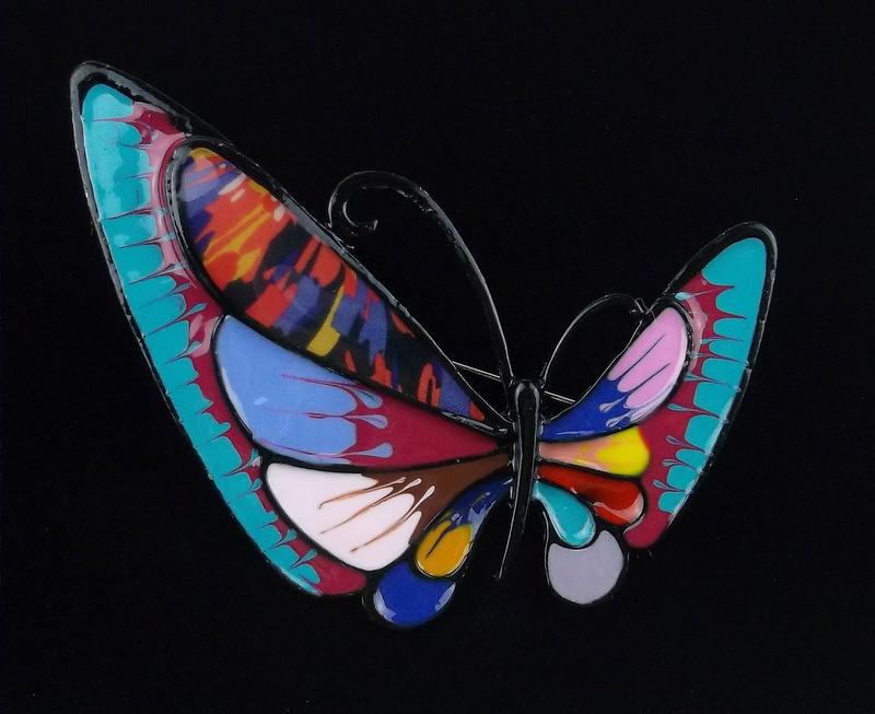 Mint Enameled Butterfly Brooch Life Size (1 of 2)