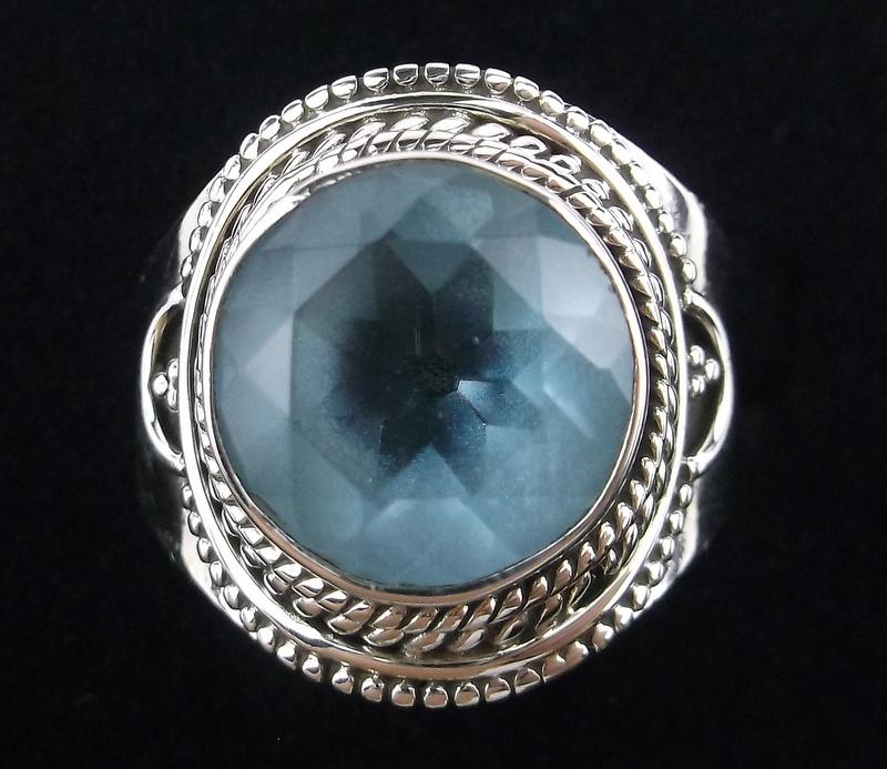 New Boxed Heavy Bali Sterling Silver Blue St Ring 8 (1 of 2)
