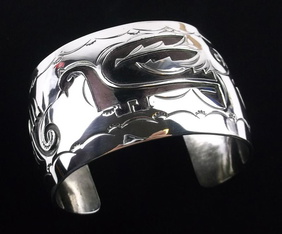 Harvey Quanimptewa Fascinating Vintage Native American Hopi Sterling Silver Buckle Signed Harvey Quanimptewa Fascinating Vintage Native American Hopi Sterling Silver Buckle Signed