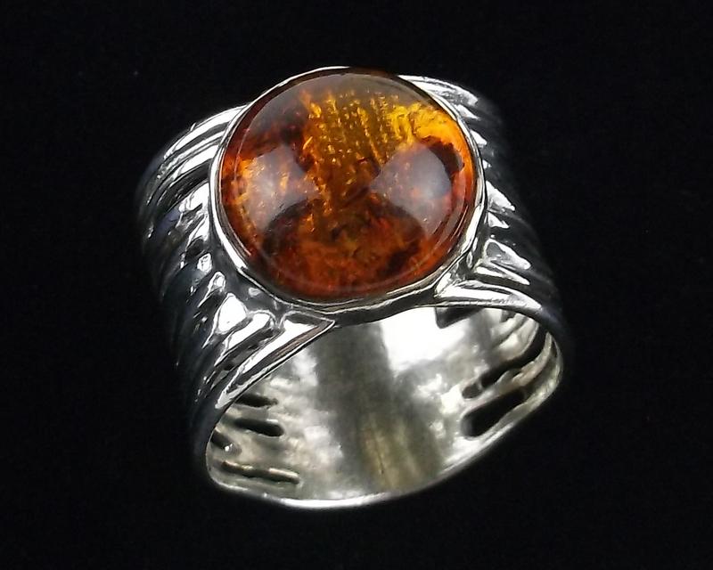 Mint AS Israel Sterling Silver Amber Ring 8 (1 of 3)