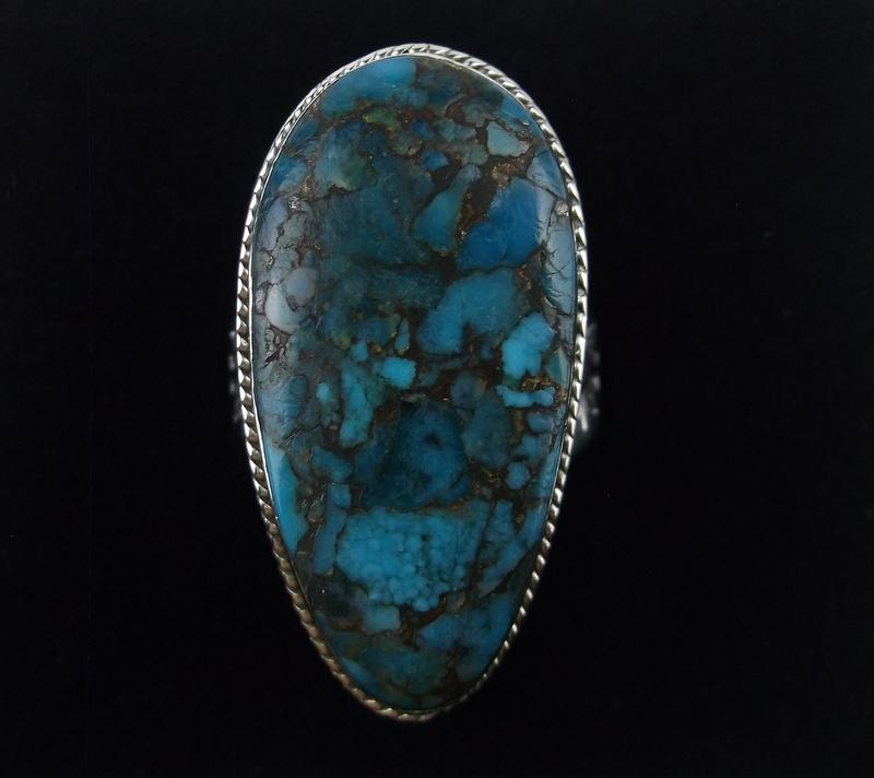 Stunning Big Sterling Silver Turquoise Ring Size 8 (1 of 3)