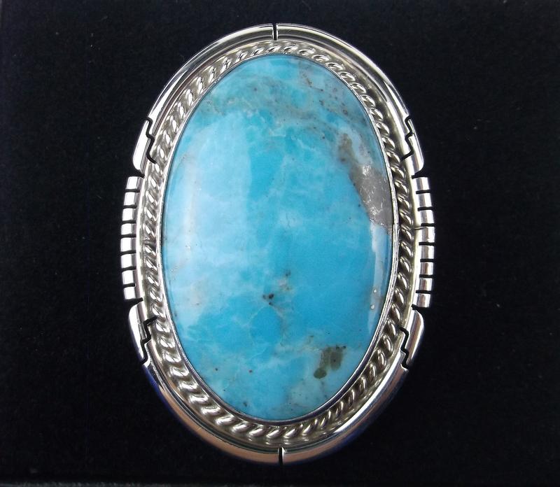 Navajo Dave Skeets Sterling Sky Blue Turquoise Ring 9 (1 of 4)