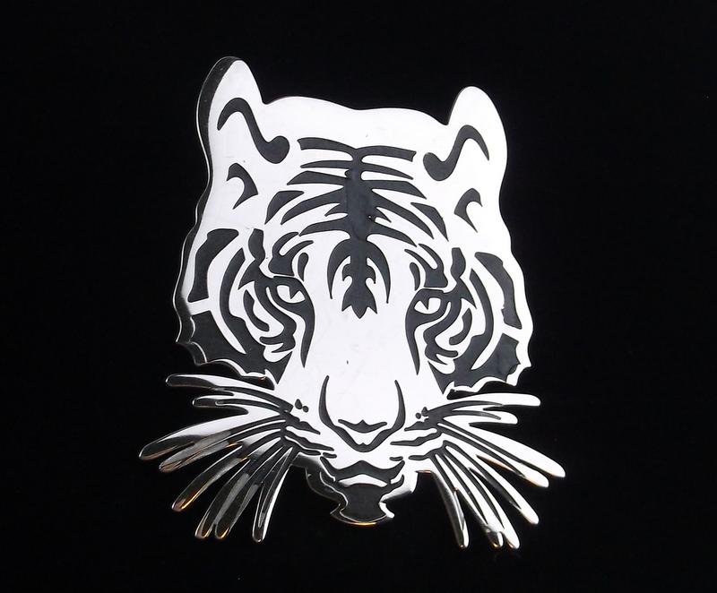 Mint Enameled Tiger Brooch (1 of 2)