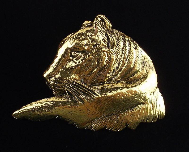 Big Mint Enameled Tiger Brooch (1 of 2)