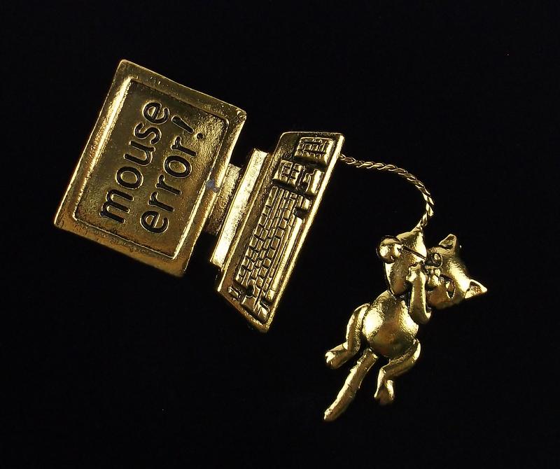 Mint Mouse Error Computer Cat Brooch (1 of 2)