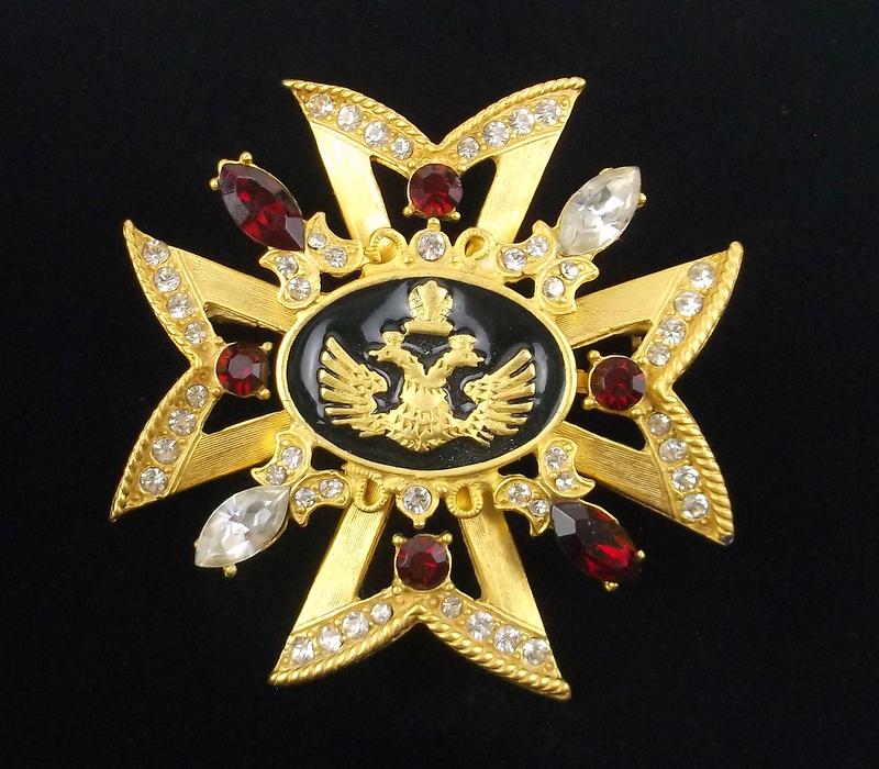 Mint Vintage Enameled Rhinestone Designer Brooch (1 of 3)