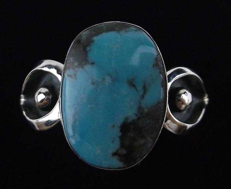 Navajo Mark Barney Sterling Silver Turquoise Ring 8 (1 of 3)