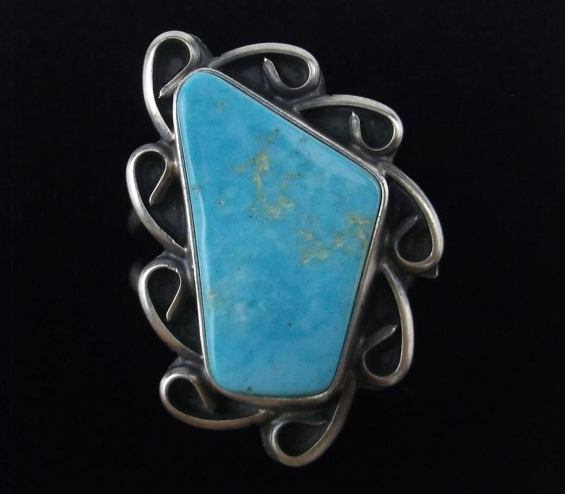 Navajo Betta Lee Sterling Sonoran Turquoise Ring 8 (1 of 3)