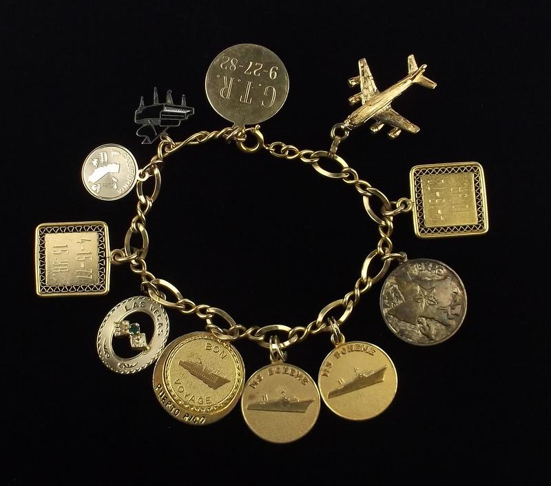 Vintage Sterling Silver 12kt GF Charm Bracelet 7": beautiful condition