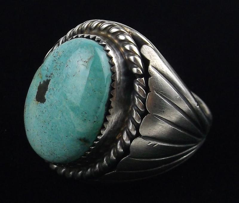 Navajo Shirley Ray Sterling Pilot Mtn Turq Ring 10 (1 of 4)