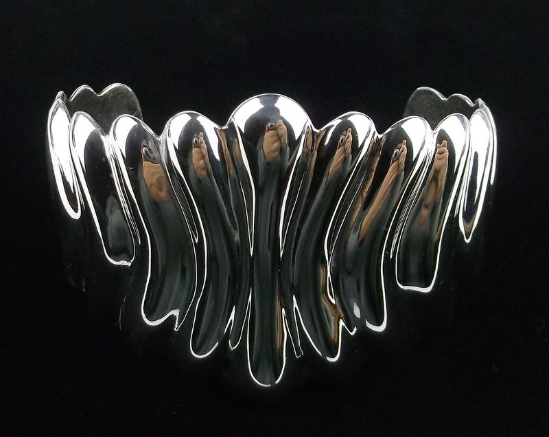 Huge Vint Taxco Sterling Cuff Bracelet TL40 Mint 6-8" (1 of 9)