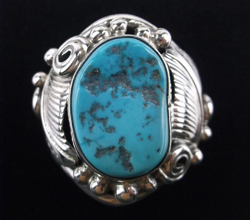 Big Navajo Darrel Morgan Sterling Turquoise Ring 9.5 (1 of 5)