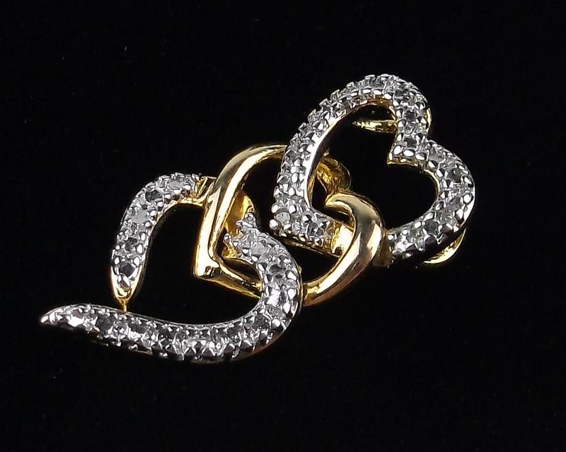 New Gold Over Sterling Diamond Heart Pendant (1 of 1)