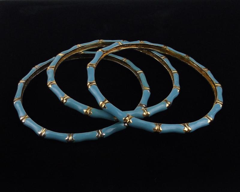 Mint Vintage Enameled Bangle Bracelet Set (1 of 2)