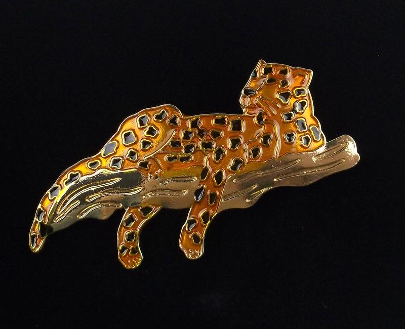 Mint Enameled Leopard On Branch Brooch (1 of 2)