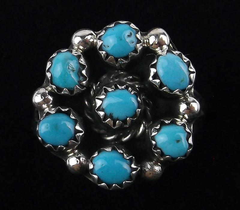 Navajo Anthony Skeets Sterling Silver Turquoise Ring 8 (1 of 2)