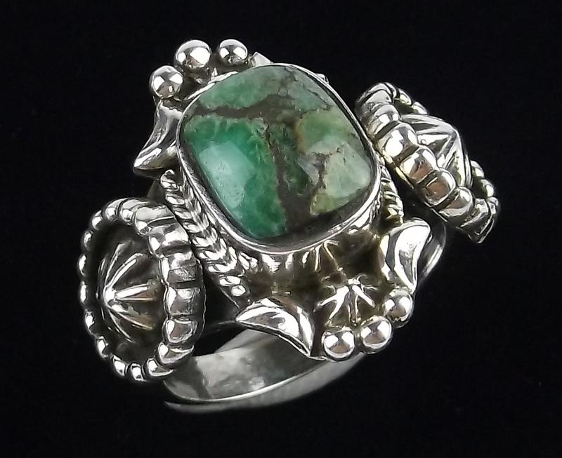 Navajo Genevieve Francisco Sterling Turquoise Ring 8 Thick (1 of 3)