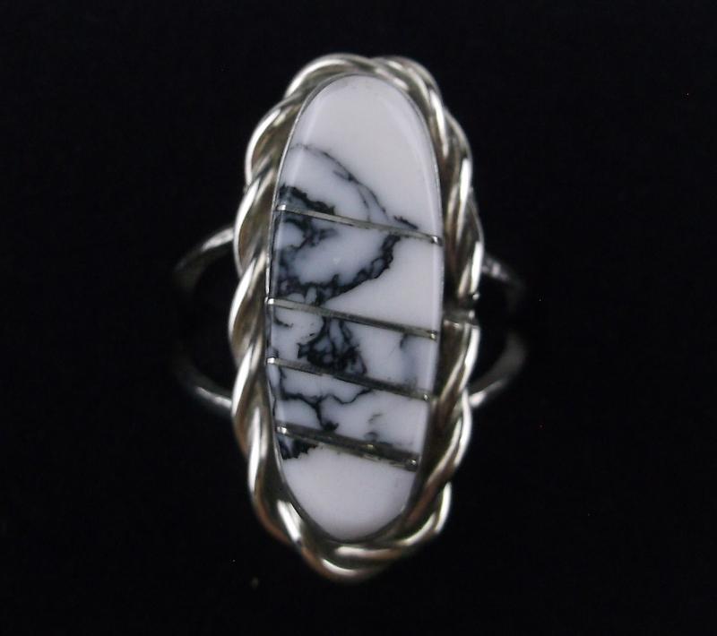 Navajo Avery Norton Sterling White Buffalo Ring 7 (1 of 3)