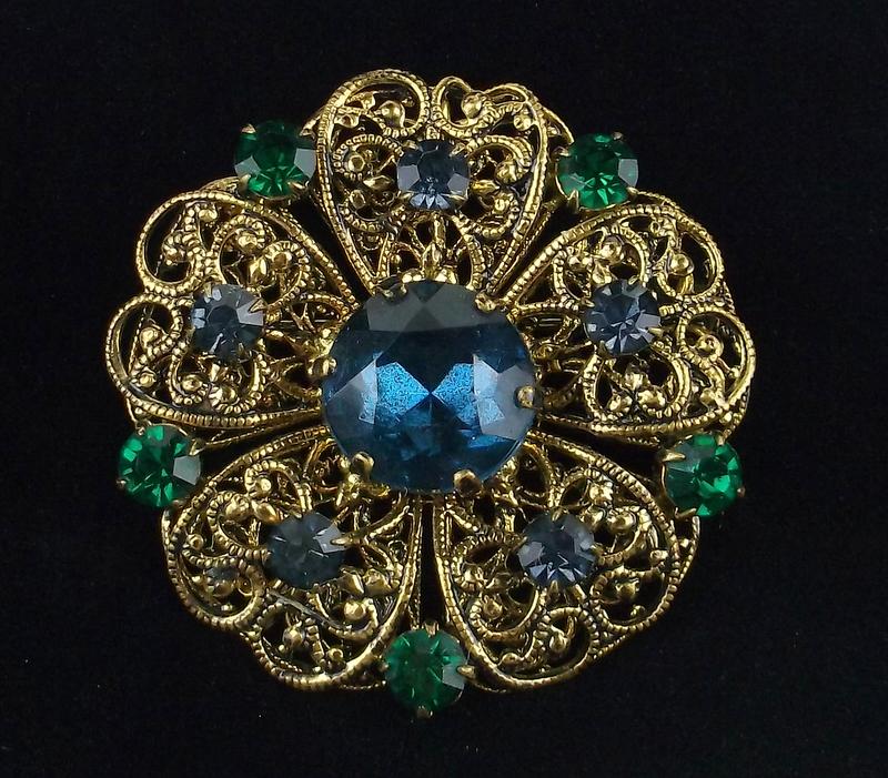 Mint Vintage 1940s Rhinestone Brooch Ornate (1 of 3)