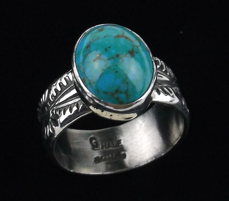 Navajo Garret Hale Sterling Silver Turquoise Ring 9.5 (1 of 3)