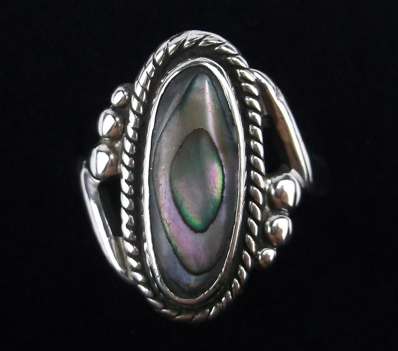 Mint Vint 1950s Bell Trading Sterling Abalone Ring 7 (1 of 2)