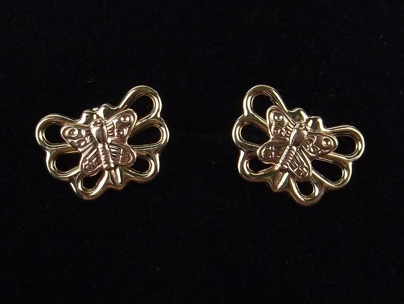New Boxed 14kt Gold Butterfly Stud Earrings (1 of 2)